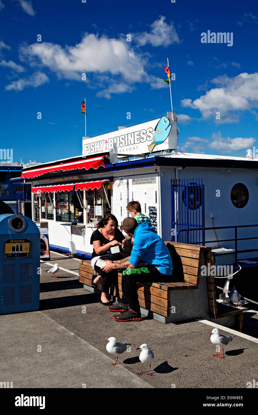 Hobart Australia / The Fishy Business fish punt eatery at Hobart`s Constitution Dock Stock Photo